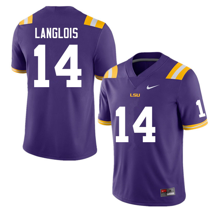 Men #14 Matthew Langlois LSU Tigers College Football Jerseys Sale-Purple